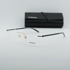 Montblanc MB0281O 006 Rectangle Eyeglasses – Gold/Black 56mm